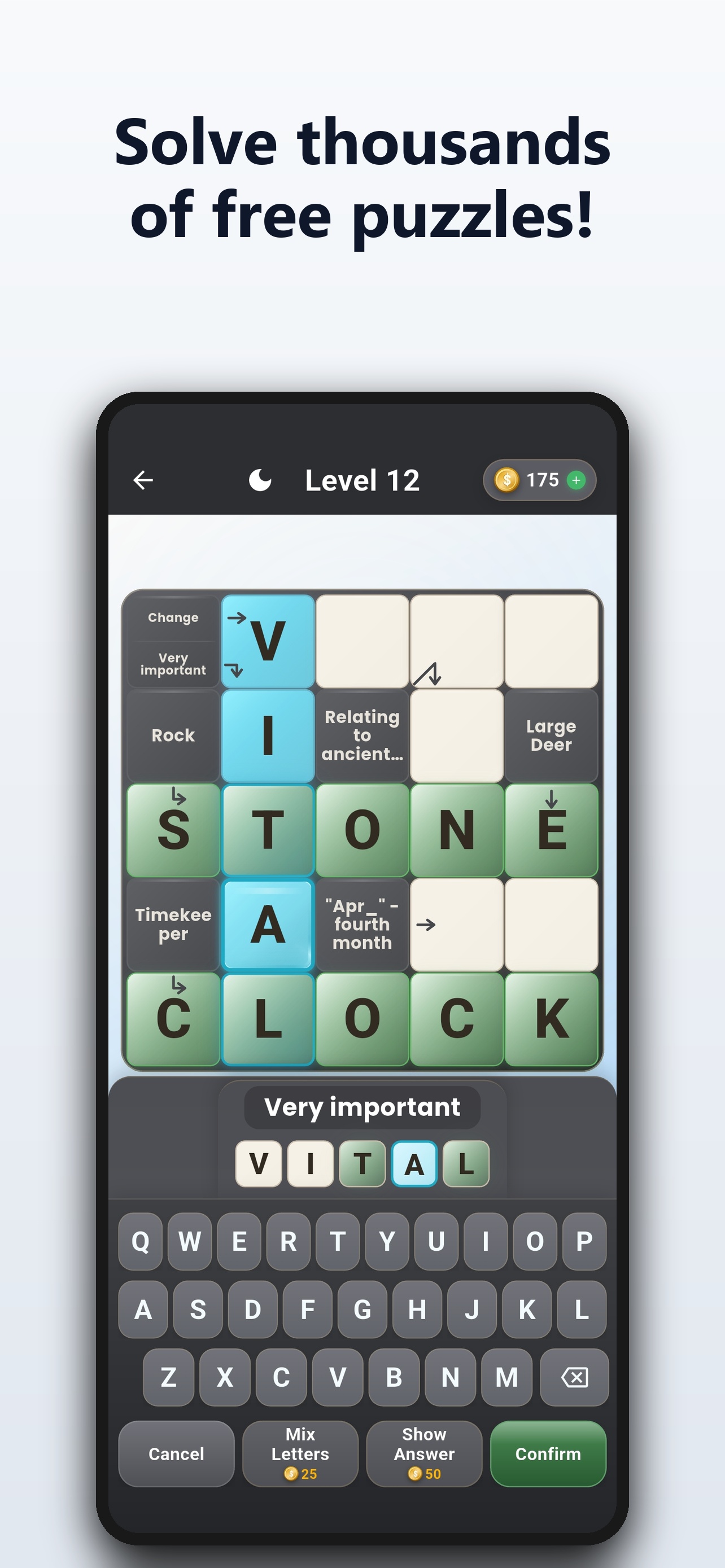 Crossword English puzzle gameplay